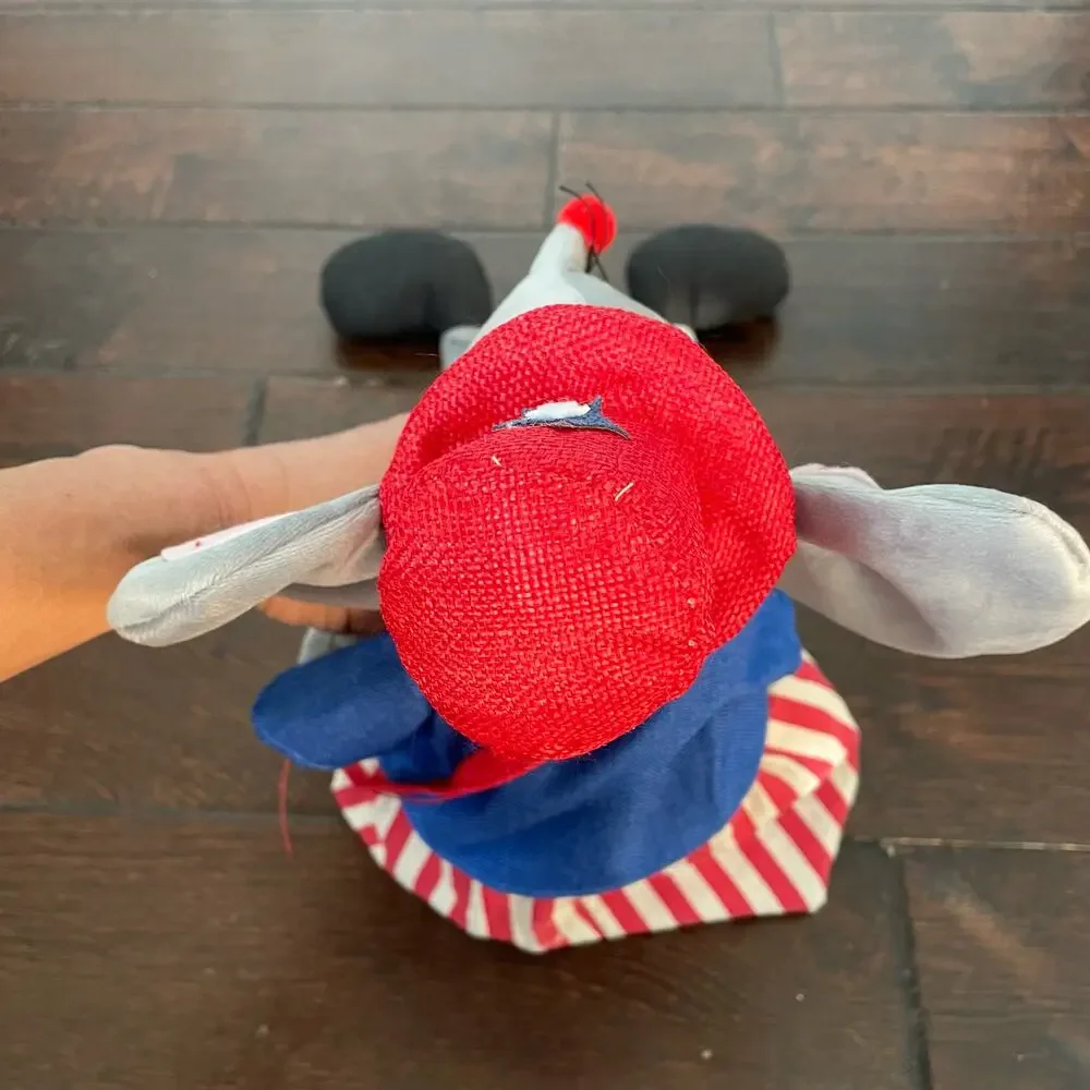 Patriotic Mouse Shelf Sitter Bean Stuffed American Red White Blue Folk Art Party